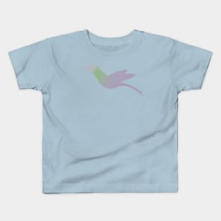 Light Purple and Green Hummingbird Illustration Kids T-Shirt